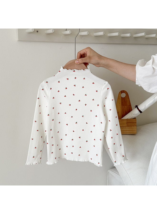 Cute Polka Dot Long-sleeve New Style Top Casual Base Shirt For Girls  Spring And Autumn Versatile Style Full-print T-shirt