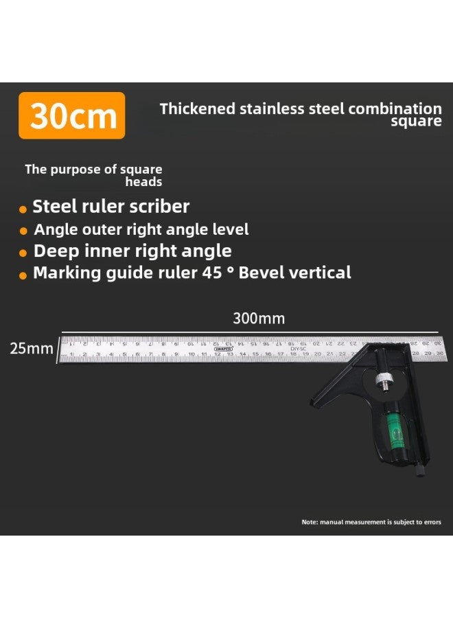 Industrial Grade Stainless Steel Angle Ruler Woodworking Special Angle Ruler 300mm500mm Thick Angle Ruler Wholesale-Model:Combined Angle Ruler 300mm (large Base) - Image 5