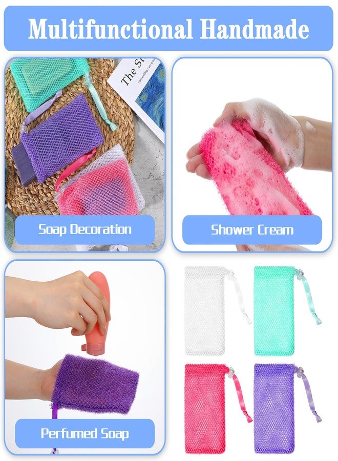 ADLABLD Exfoliating Soap Bags for Shower, 4Packs Exfoliating Soap Bar Bag with Drawstring Travel Soaps Bar Bags, Drawstring Wash Bag (4 Colors, 5.5 x 3.5 in) - Image 3