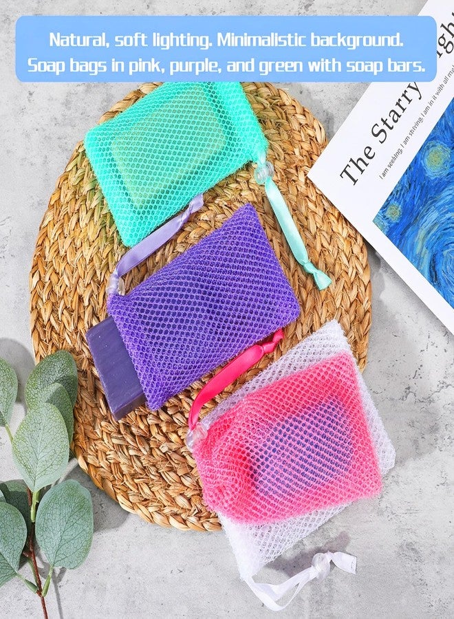 ADLABLD Exfoliating Soap Bags for Shower, 4Packs Exfoliating Soap Bar Bag with Drawstring Travel Soaps Bar Bags, Drawstring Wash Bag (4 Colors, 5.5 x 3.5 in) - Image 4