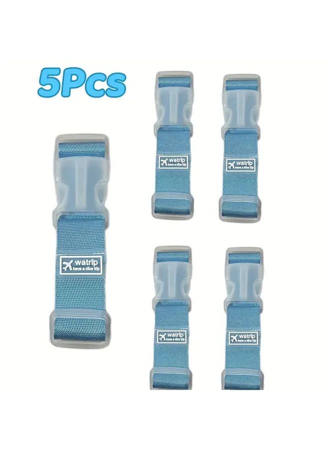 Light Blue 5 Pack Suitcase Packing Straps Travel Luggage Ties Trolley Bag Belt - Image 1