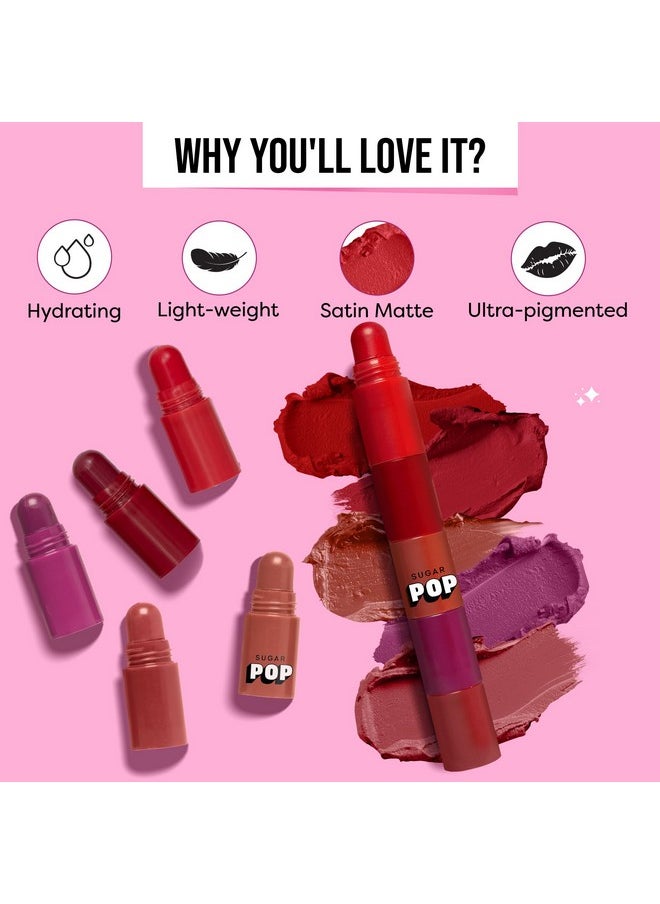 SUGAR POP - 5 In 1 Lip Twist 01 Perfect Pout - 8 Gms - Intense Colour Payoff | Satin Matte Finish | Ultra-Pigmented | Full-Coverage & Long-Wear - Image 1