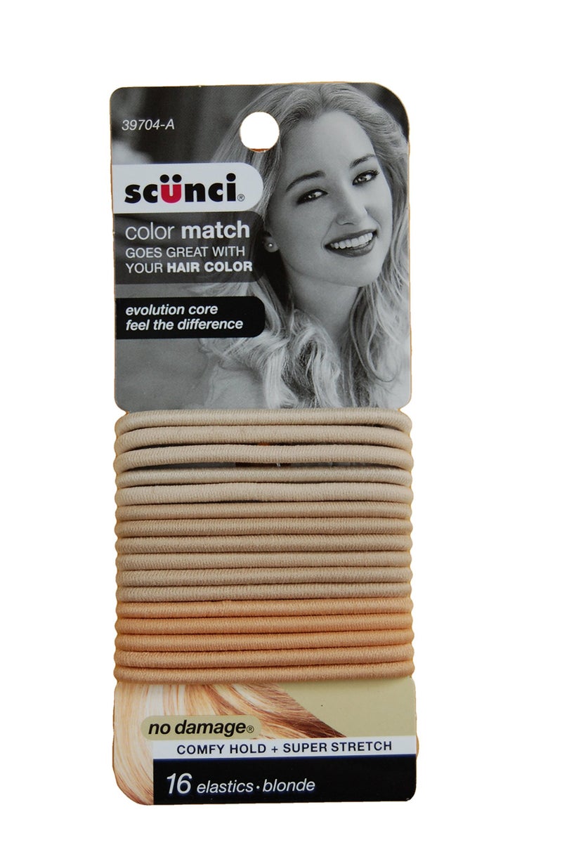 Scunci Color Match Blonde Elastics No Damage Comfy Hold 16 Count