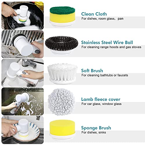 DASOSMI Electric Spin Scrubber 7 in 1 Magic Brush Power Cleaning Tool With 5 Brush Heads for Kitchen and Bathroom - Pack of 1 - Image 3