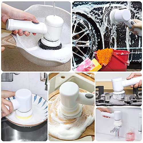 DASOSMI Electric Spin Scrubber 7 in 1 Magic Brush Power Cleaning Tool With 5 Brush Heads for Kitchen and Bathroom - Pack of 1 - Image 2