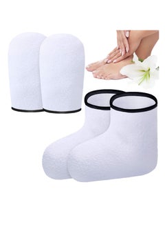 Excefore Nail Wax Care Gloves, Paraffin Wax Mitts, Paraffin Wax Foot Care, Paraffin Wax Gloves and Booties (White)  - Image 1