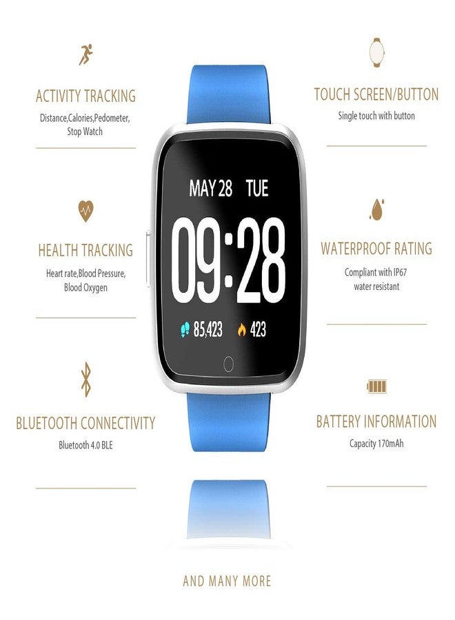 OPTA SB-076 U-Wear Bluetooth Fitness Band Smart Watch for AndroidiOS Devices, Medium (Blue) - Image 3