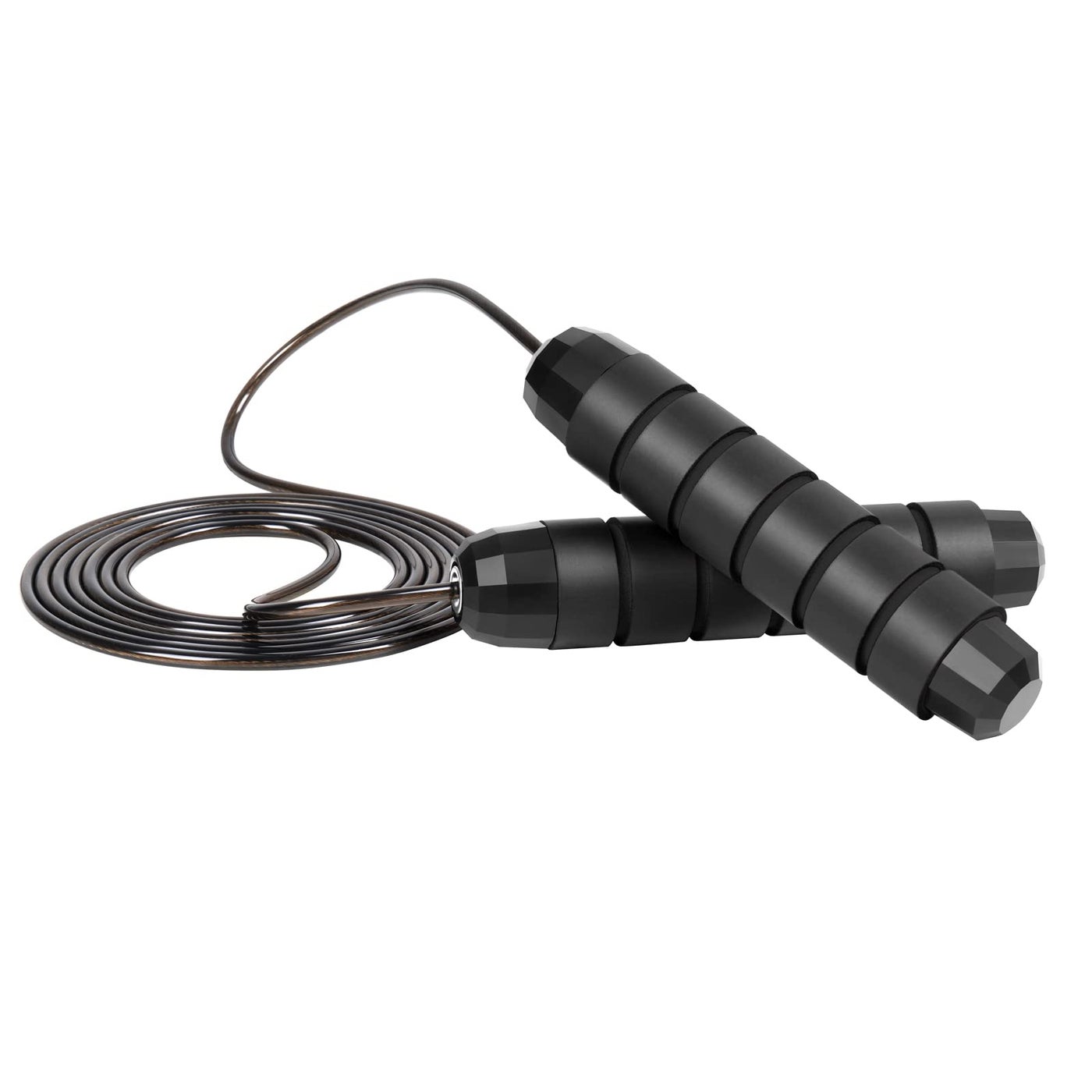Jump Rope, Adjustable Jump Ropes for Fitness, Rapid Speed Skipping Rope, Tangle-Free Ball Bearings Jumping Rope, Memory Foam Anti Skid Handle Skipping rope for Women Men Kids (Black)