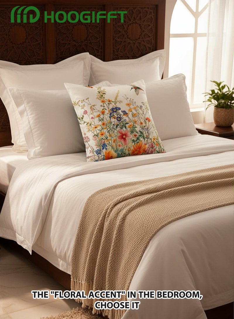 HOOGIFFT Pillow Covers Set of 4, Throw Pillow Cover, Decorative Birds and Plant Cushion Covers 45cm x 45cm,For Living Room Sofa Couch Bed Pillowcases 18x18 inches（Double sided pattern） - Image 5