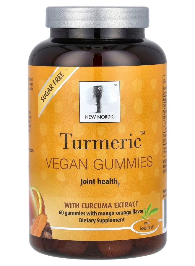 New Nordic Turmeric Vegan Gummies with Curcuma Extract MangoOrange 60 Gummies