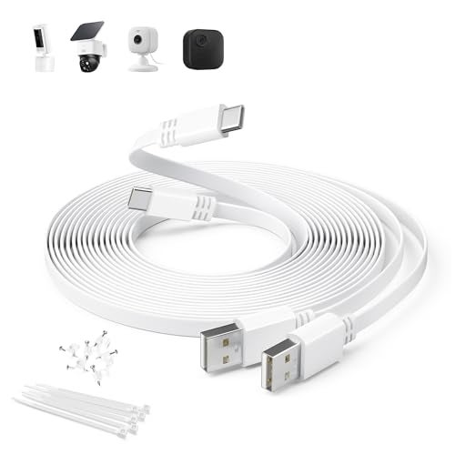 Itramax Flat USB C Extension Cable 20FT/2Pack,Extra Long USB A to USBC Power Charging Cord for Blink Outdoor 4/Mini 2 2K+,Ring Pan-Tilt Indoor Cam,eufy Cam S3 Pro,SoloCam S340/S220,EZVIZ H6,Tapo C120 - Image 1
