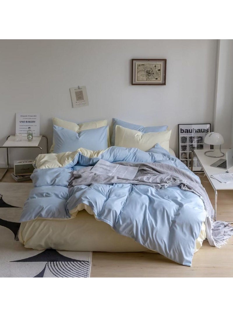 الرائد طقم غطاء لحاف قابل للانعكاس بحجم كينج طقم مغطيات 6 قطع 220x240 سم قماش قطني ناعم متين نمط متعدد الاستخدامات يتضمن 1 شرشف مطاطي 200x20025 سم 4 أكياس وسادات - Image 1