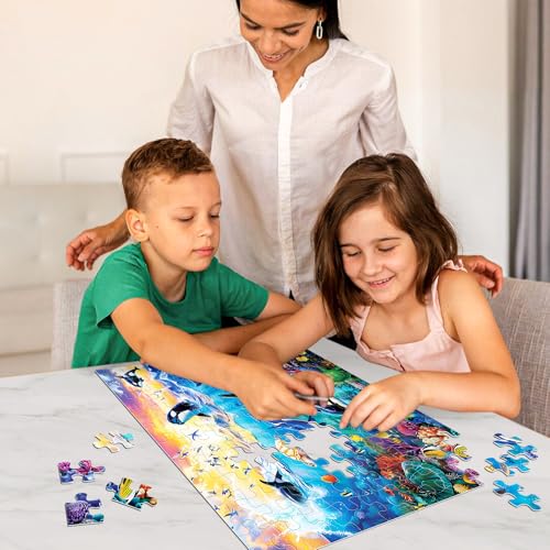 Jeacirio 100 Piece Puzzles for Kids Ages 68 810 Killer Whales Orca 100 Piece Jigsaw Puzzle for Senior Ocean Jigsaw Puzzle for Toddler Children Learning Educational Puzzles Toys for Boys and Girls - Image 5