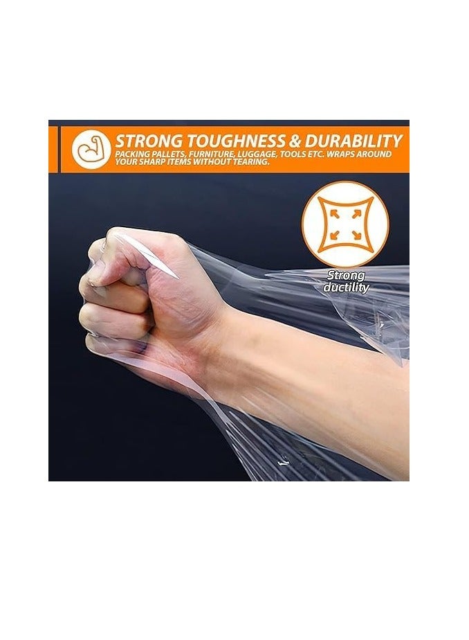 Clear Stretch Wrap Durable Self Adhesive Strong Cling Film Heavy Duty Waterproof Tear Resistant Plastic Wrapping Roll 2200g for Packaging Shifting Home Office Warehouse Store Use - Image 5
