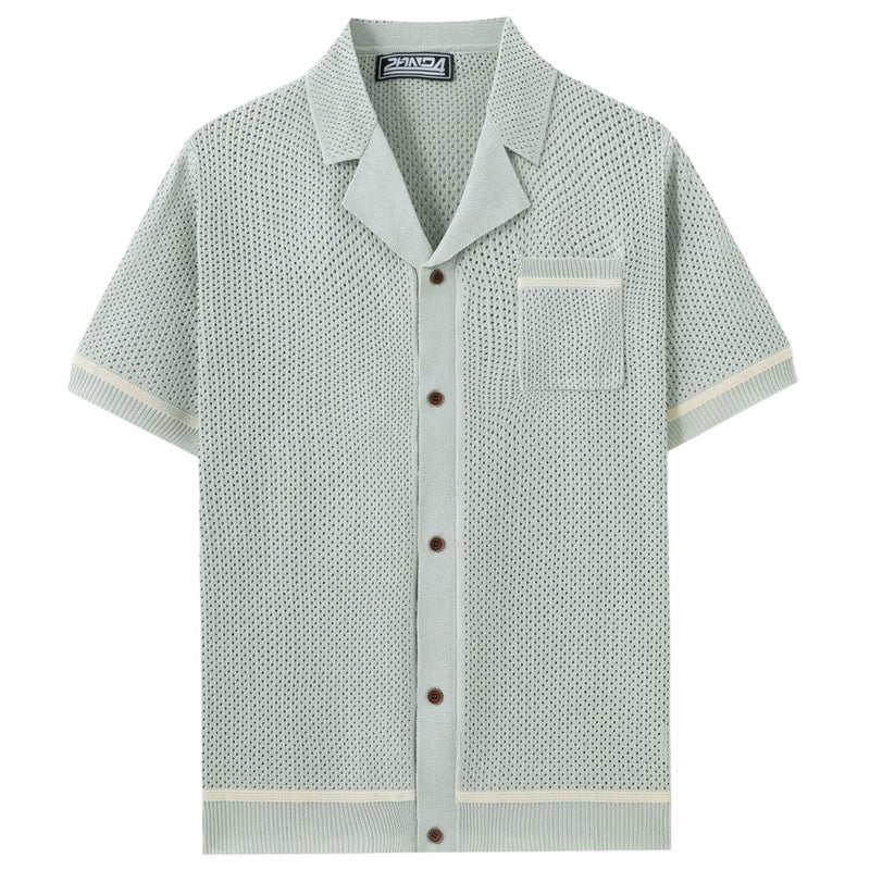 Men's Casual Short Sleeve Knitted Polo Shirt - Image 4