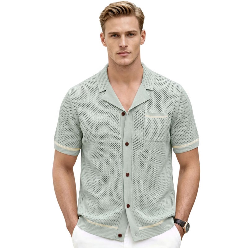 Men's Casual Short Sleeve Knitted Polo Shirt - Image 3