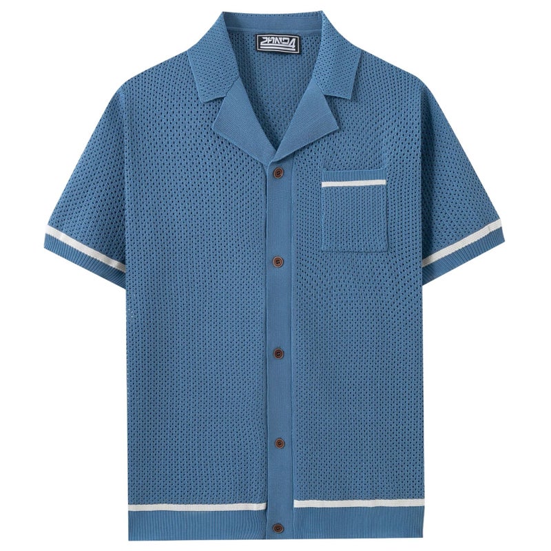 Men's Casual Short Sleeve Knitted Polo Shirt - Image 2