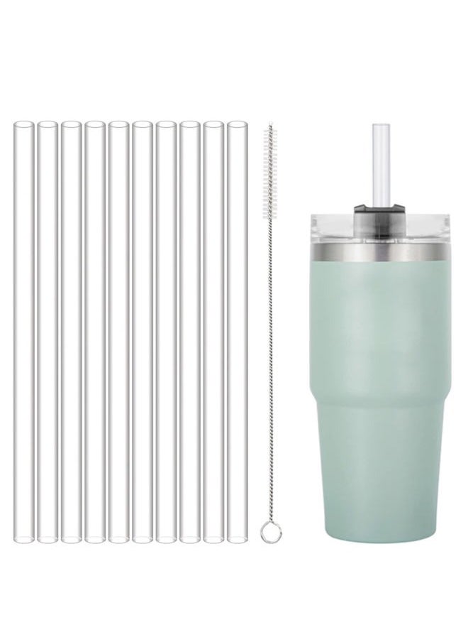 CKANDAY Replacement Straw Compatible with Stanley 40 oz 30 oz Cup Tumbler, 10 Pcs Reusable Straw with Cleaning Brush, Plastic, Clear Straws with 2 Straw Cleaner Brush (12.2 Inch for Stanley 40oz)  - Image 1