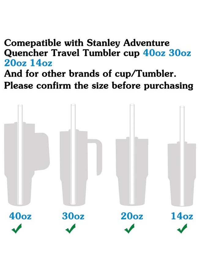 CKANDAY Replacement Straw Compatible with Stanley 40 oz 30 oz Cup Tumbler, 10 Pcs Reusable Straw with Cleaning Brush, Plastic, Clear Straws with 2 Straw Cleaner Brush (12.2 Inch for Stanley 40oz)  - Image 2