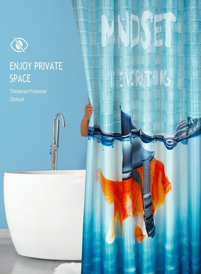 Vimorco Shower Curtain, Blue Shower Curtains for Bathroom Waterproof Quick-Dry Polyester Fabric, Bathroom Curtains Set, Bath Curtain Decor, 72''x 72'', Mindset is Everything, Goldfish - Image 4