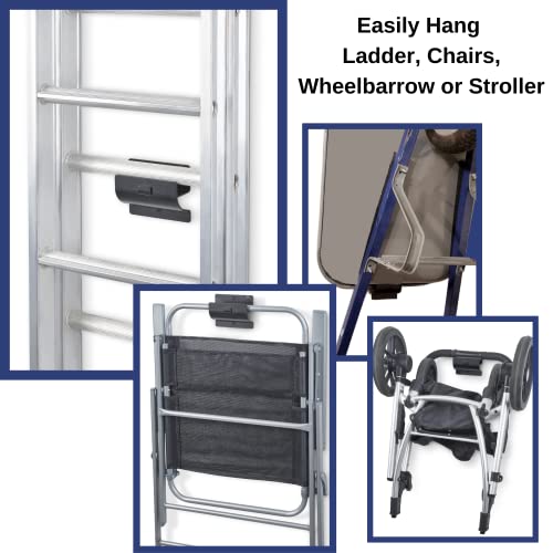 ALWORG Ladder Hanger set of 4 For Garage Wall - Black Heavy Duty Utility Hook For Wall Mount Ladder Storage. Versatile Tool Holder To Maximize Space In Garden, Shed, Workshop, Hang Wheelbarrow, Folding Chair - Image 4