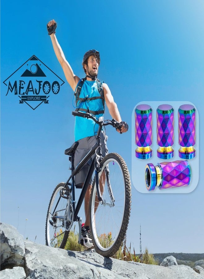MEAJOO 4PCS Colorful Car Tire Valve Stem Cap, Leak-Proof Tyre Air Valve Caps, Aluminum Alloy Air Leakproof Valve Caps Cover fits Cars, Trucks, Bikes, Motorcycles, Bicycles Tire Caps - Image 4