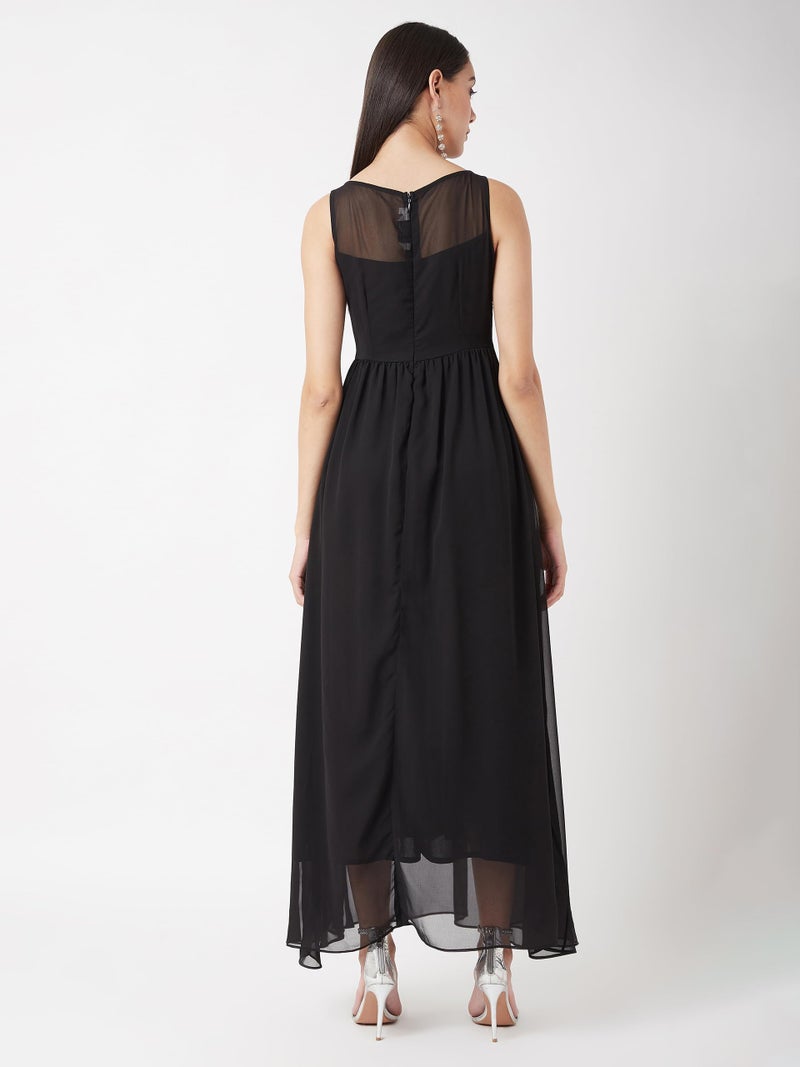 Miss Chase Women's Boat Neck Sleeveless Solid Embellished Maxi Dress (Plus Size) (MCAW19D08-45-62-07, Black, 2XL) - Image 4