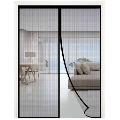 RELIANCER Fiberglass Magnetic Door Screen,Fit Door Size 34"x94.5",Auto Close Screen Door Mesh w/Magnets,Patio Doorway Net Screens,Self-Closing Doors Cover,Anti Mosquito Doorway Curtain,Mesh Partition - Image 1