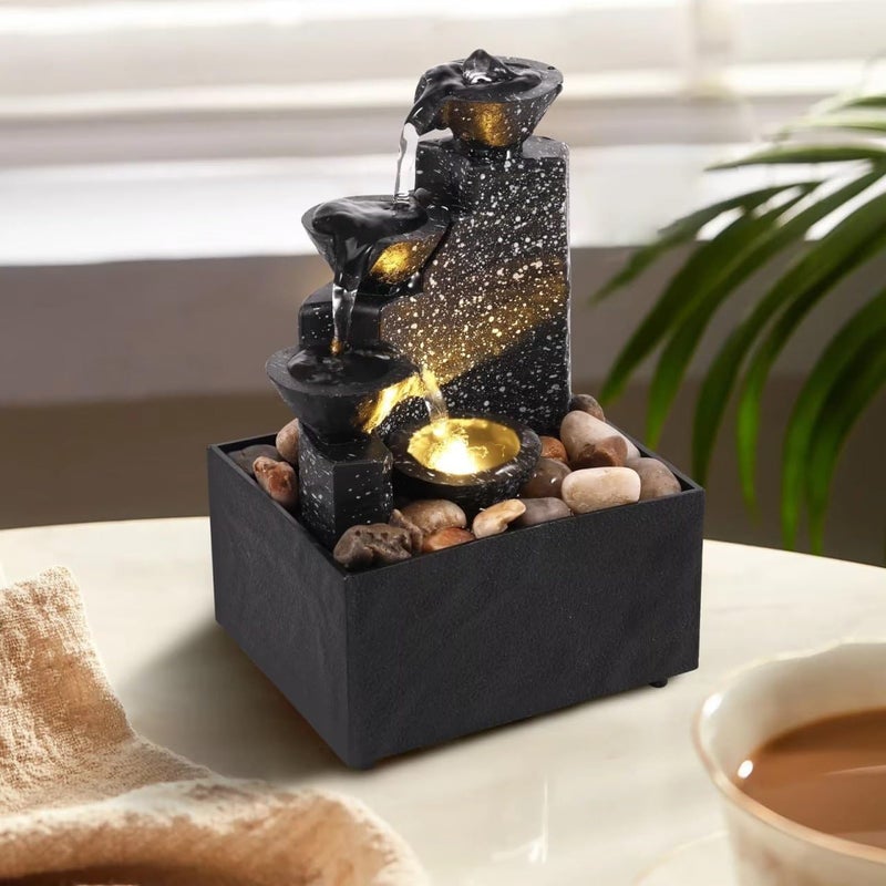 Waterfall - Tranquil Indoor Fountain for Stress Relief and Meditation, Features Mini Pool Design with Natural River Rocks for a Serene Atmosphere (model 6) - Image 1
