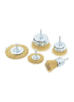 5-Piece High Quality Mild Steel Coated Crimped Design Wire Brush Set Silver and Brown 7 x 27.8 x 72 cm 447205