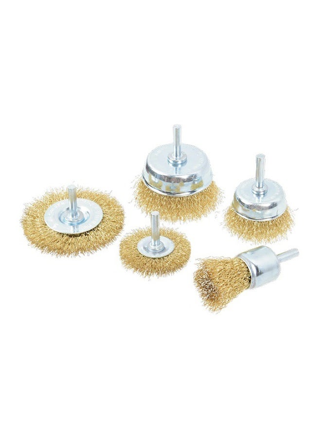 Tactix 5-Piece High Quality Mild Steel Coated Crimped Design Wire Brush Set Silver and Brown 7 x 27.8 x 17.8 cm 447205