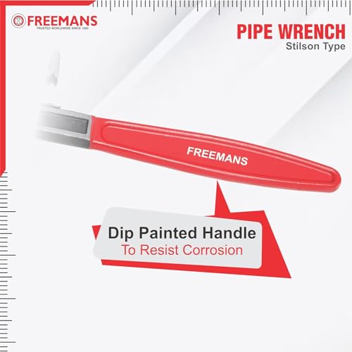 FREEMANS 10-Inch Stillson Type Pipe Wrench with Induction Hardened Teeth and Dip Painted Handle - 250mm Ideal for || Construction || Heavy-Duty Applications for Industrial & Professional Use - Image 5