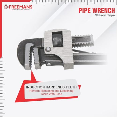 FREEMANS 10-Inch Stillson Type Pipe Wrench with Induction Hardened Teeth and Dip Painted Handle - 250mm Ideal for || Construction || Heavy-Duty Applications for Industrial & Professional Use - Image 4