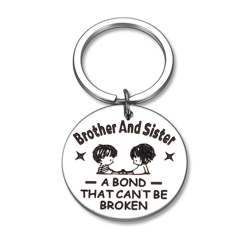 Aizza Beata Funny Brother Sister Gift Birthday Christmas Keychain for Sister from Brother Graduation Gift for Big Little Brother from Little Big Sister Brother in Law Gift Stocking Stuffer - Image 1