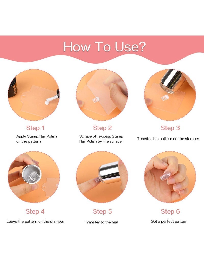 Captaintech in 1 French Nail Stamper Set Silver French Tip Nail Stamp Tool Set Nail Stamp Kit 2 Pc Dual Silicone Head Nail Art Stamper with 2 Pcs Scraper for DIY Nail Decor Manicure Tools Nail Art Tools - Image 3