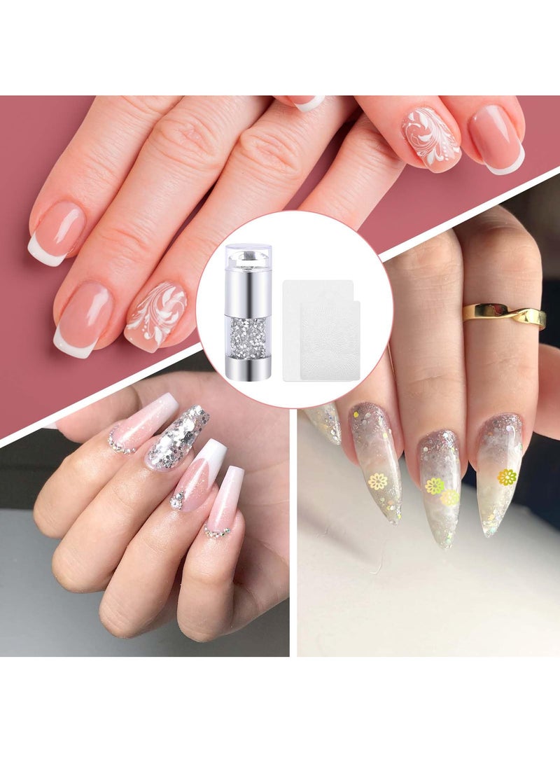 Captaintech in 1 French Nail Stamper Set Silver French Tip Nail Stamp Tool Set Nail Stamp Kit 2 Pc Dual Silicone Head Nail Art Stamper with 2 Pcs Scraper for DIY Nail Decor Manicure Tools Nail Art Tools - Image 5