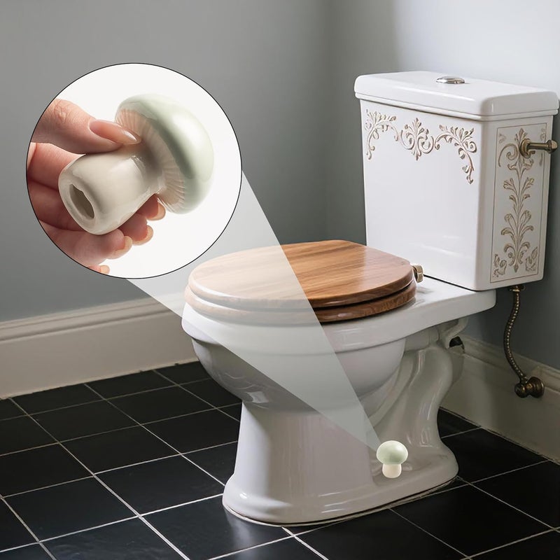 BEUNAIZER Ceramic Toilet Bolt Covers Decorative, Toilet Screw Cover Caps, Toilet Caps for Bottom of Toilet, Cute Mushroom Toilet Bolt Caps, Set of 2 Toilet Bowl Bolt Covers Floor, Bathroom Decor (Green) - Image 4
