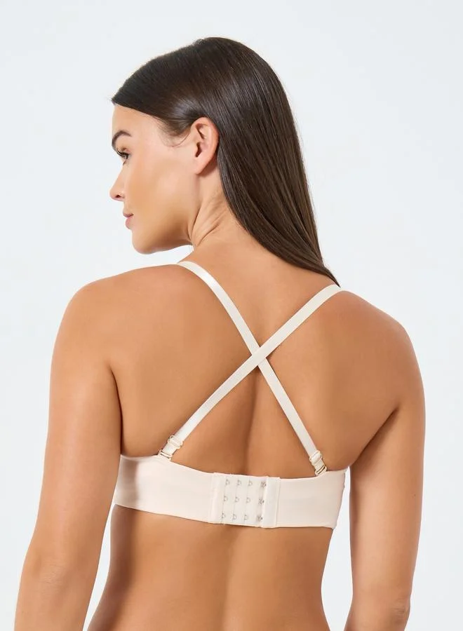 Styli  Pack of 3 - Padded Non Wired Balconette Bra with Detachable Strap for Women | Best Price UAE