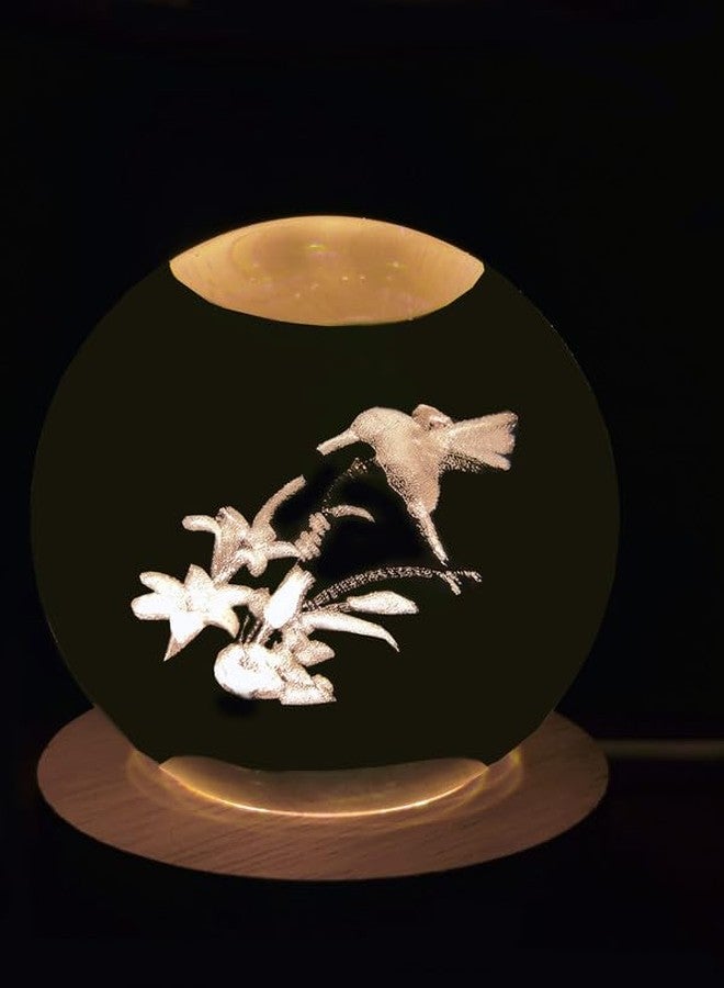 KLIVE مصباح ليلي ثلاثي الأبعاد على شكل كرة كريستالية من KLIVE، كرة كريستالية خشبية ملونة تعمل بمنفذ USB لتزيين المنزل، هدية عيد ميلاد للمراهقين من الأولاد والبنات (قطعة واحدة) (طائر) - Image 1