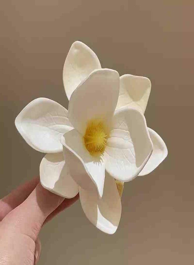 TUCEWP Hawaiian Flower Hair Clips for Women Girls White Artificial Tropical Plumeria Floral Barrettes Big Foam Frangipani Magnolia Flower Headpieces Luau Beach Pool Vacation Wedding Hair Accessories - Image 5
