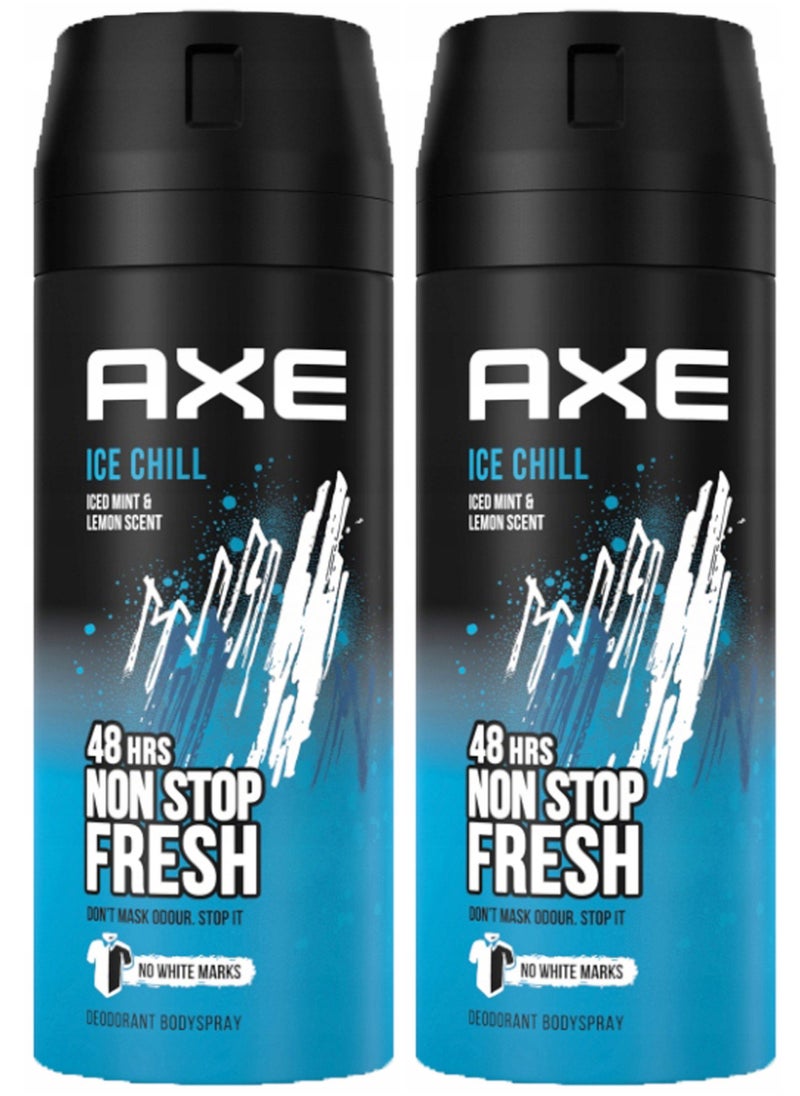 Axe Pack Of 2 Axe Deodorant Body Spray 150ml Ice Chill  - Image 1