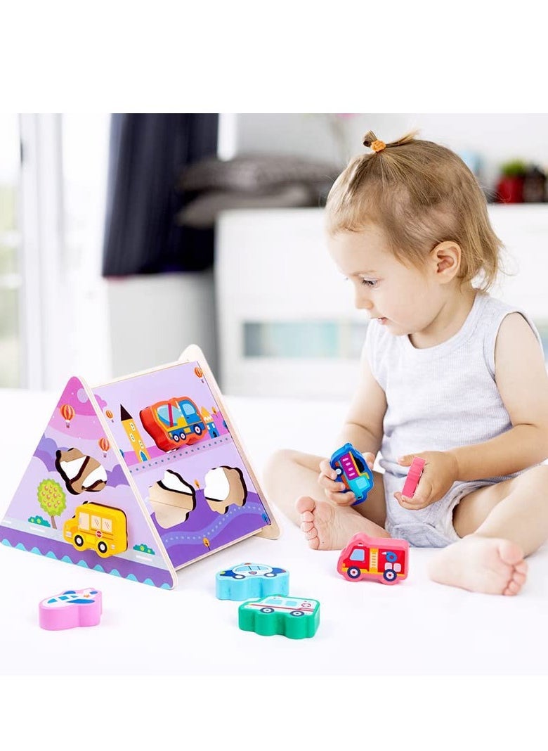 Excefore Wooden Toddler Puzzles Gifts Toys, Infant Kid Learning Educational, Transportation Jigsaw Shape Jigsaw Eco Friendly Child Kid Montessori Stem Travel Toy for 1 2 3 Year Old Boys Girls BabyWooden Toddle  - Image 2