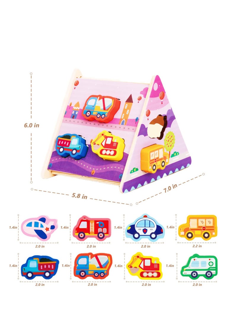 Excefore Wooden Toddler Puzzles Gifts Toys, Infant Kid Learning Educational, Transportation Jigsaw Shape Jigsaw Eco Friendly Child Kid Montessori Stem Travel Toy for 1 2 3 Year Old Boys Girls BabyWooden Toddle  - Image 5