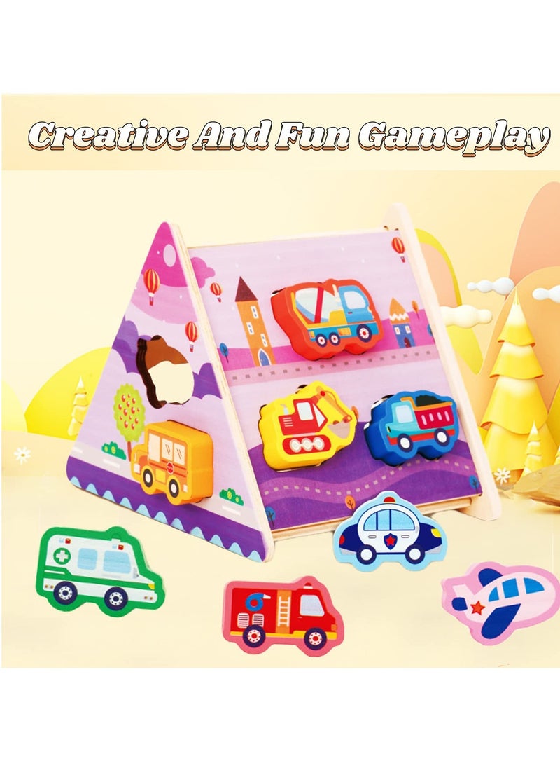 Excefore Wooden Toddler Puzzles Gifts Toys, Infant Kid Learning Educational, Transportation Jigsaw Shape Jigsaw Eco Friendly Child Kid Montessori Stem Travel Toy for 1 2 3 Year Old Boys Girls BabyWooden Toddle  - Image 3