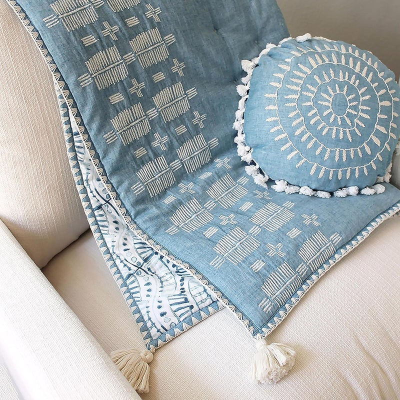Crane Baby Caspian Round Pillow - Decorative Nursery Pillow - Image 4