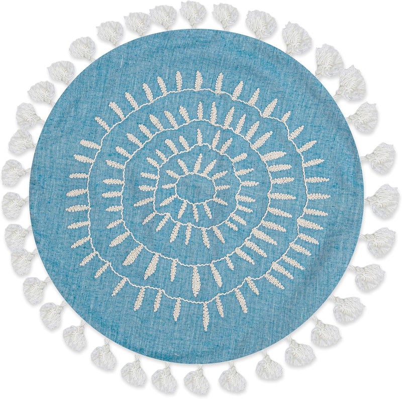Crane Baby Caspian Round Pillow - Decorative Nursery Pillow - Image 1