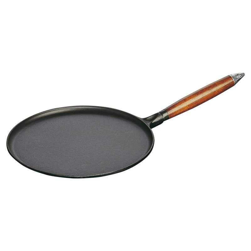 STAUB Staub Cast Iron 11inch Crepe Pan with Spreader  Spatula  Matte Black 