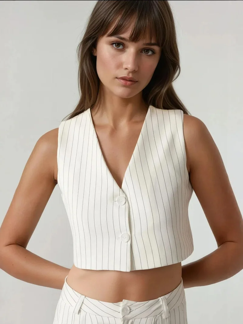 HICCUP Pika Collection Fitted Striped Crop Vest