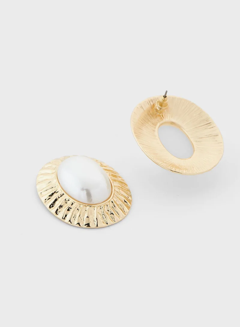 ELLA Oval Pearl Textured Stud