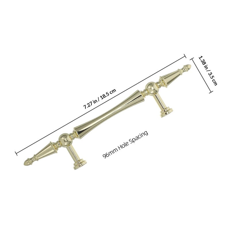 Gold Brushed Zinc Alloy Cabinet Handles 2pcs 96mm Hole Center Drawer Pulls - Image 3